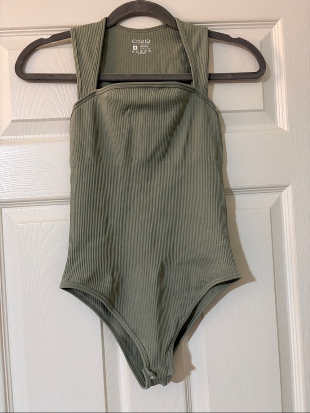 Ribbed Olive Green Bodysuit - Casual Tank Style small